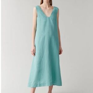 COS Elegant Aqua Sleeveless Dress with square neck